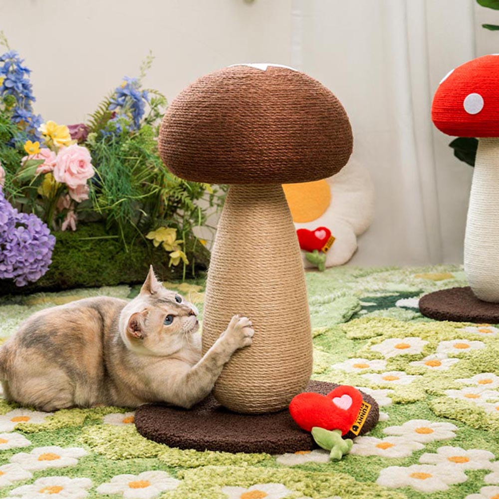 Poste de rasguño de sisal natural en forma de hongo para gatos grandes
