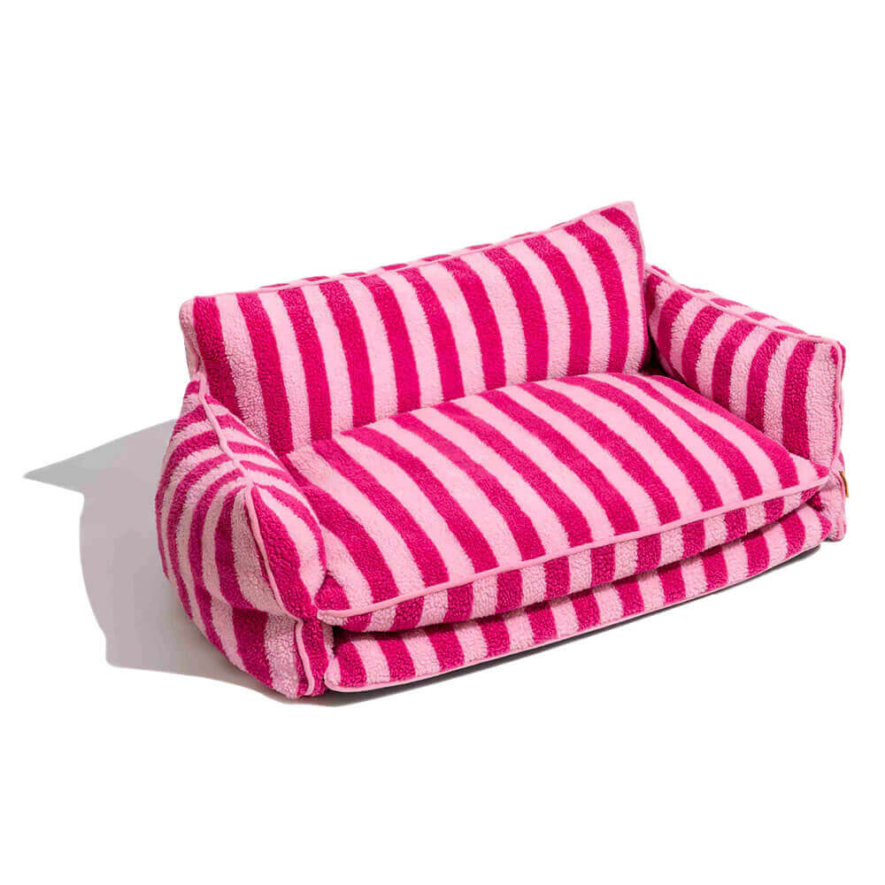 Cama de doble capa de cordero a rayas a rayas
