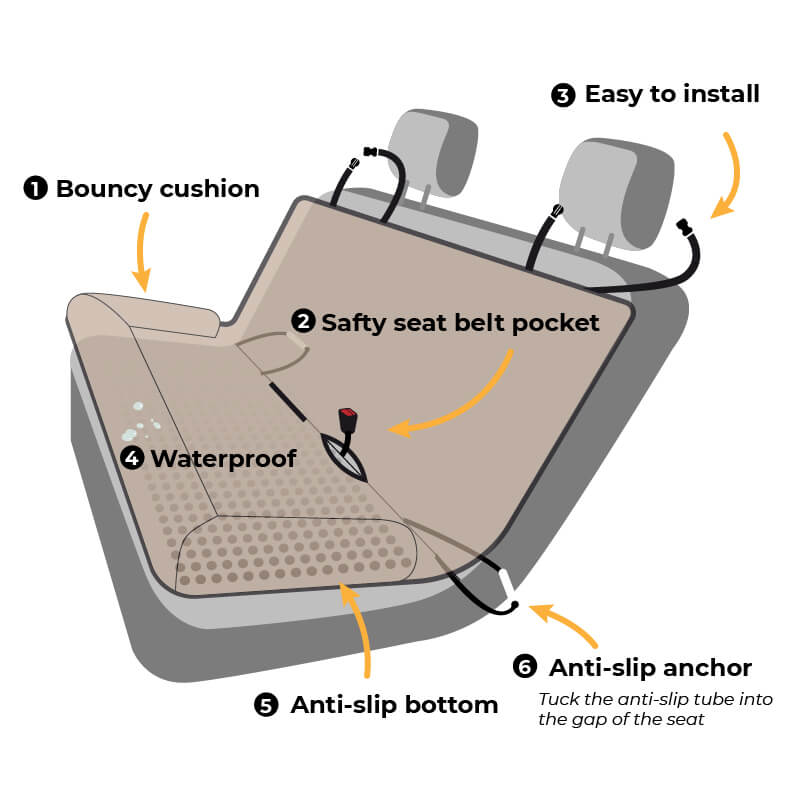 Asiento para el automóvil de la cama del perro