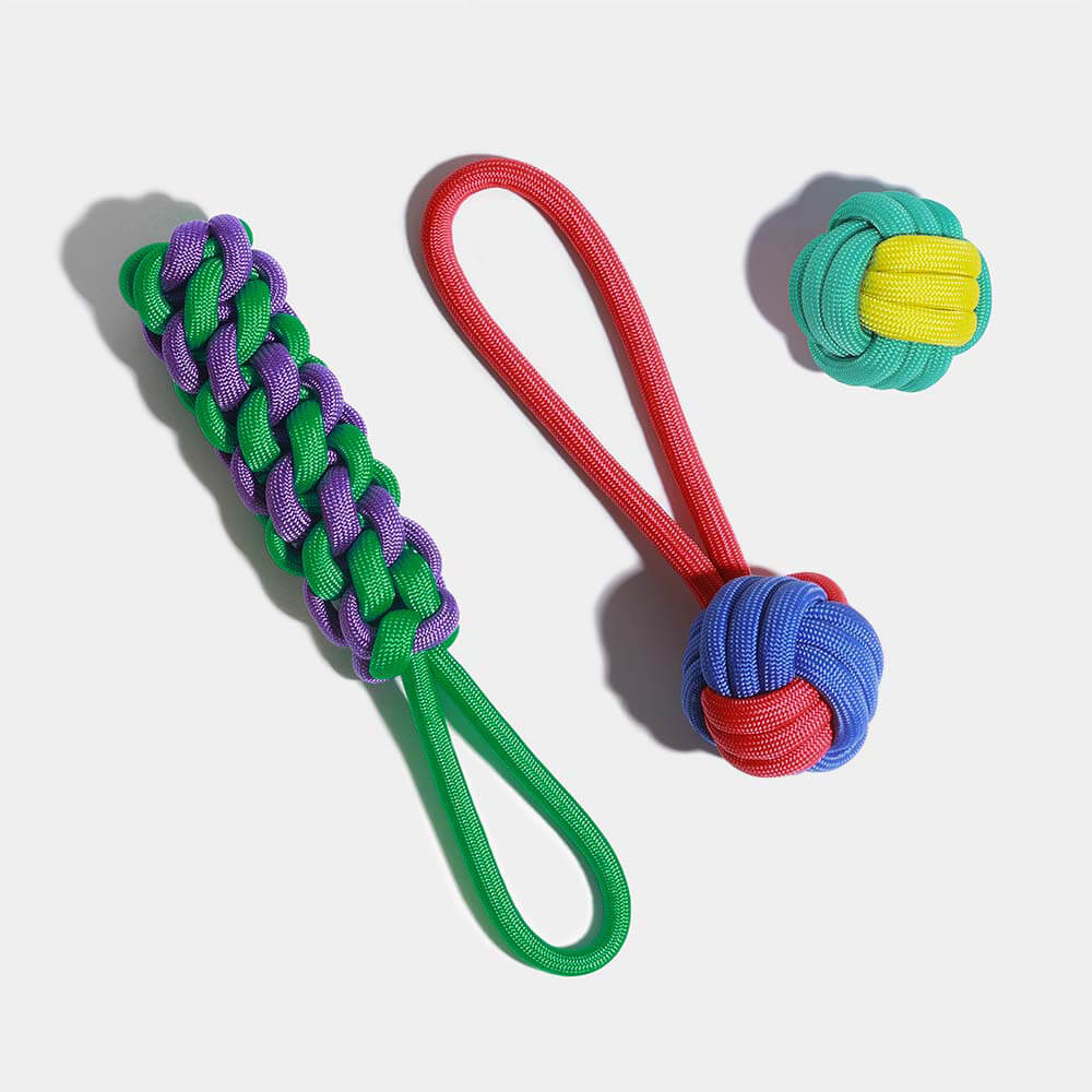 Juego de juguetes de cuerda con nudos para perros - <tc>Color</tc> Choque