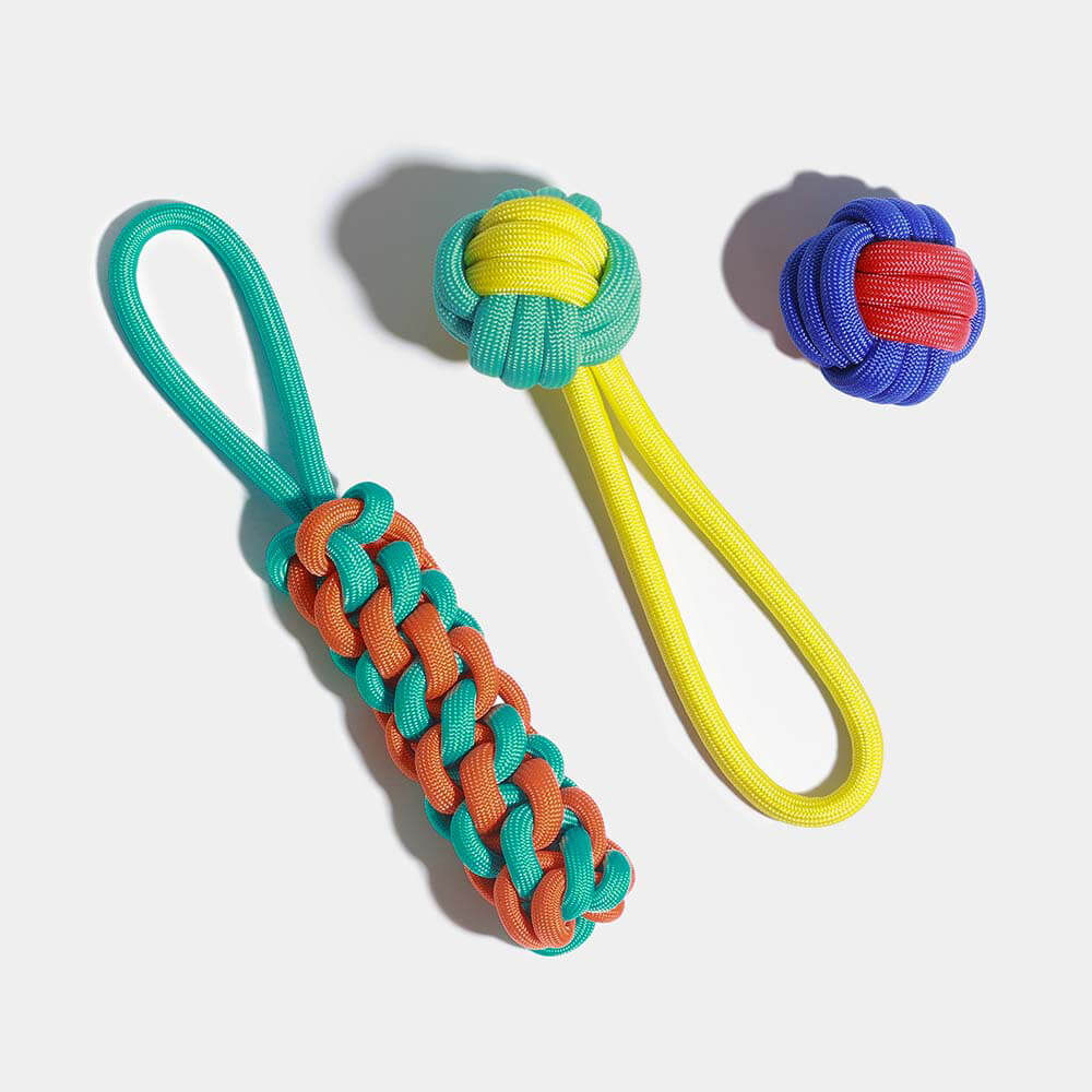 Juego de juguetes de cuerda con nudos para perros - <tc>Color</tc> Choque