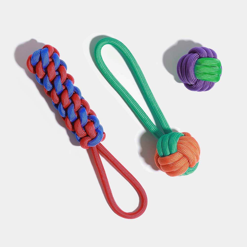 Juego de juguetes de cuerda con nudos para perros - <tc>Color</tc> Choque