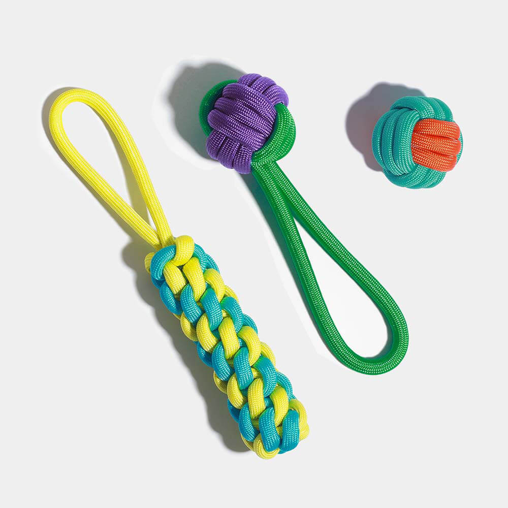 Juego de juguetes de cuerda con nudos para perros - <tc>Color</tc> Choque